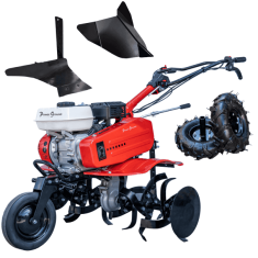 Motobineuse à essence OHV 208cc 7cv 90cm + Kit Agricole + Charrue latérale - Powerground 700 édition spéciale BLADEMASTER
